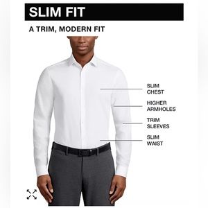 NEW CALVIN KLEIN Slim Fit Steel + Dress Shirt Herringbone